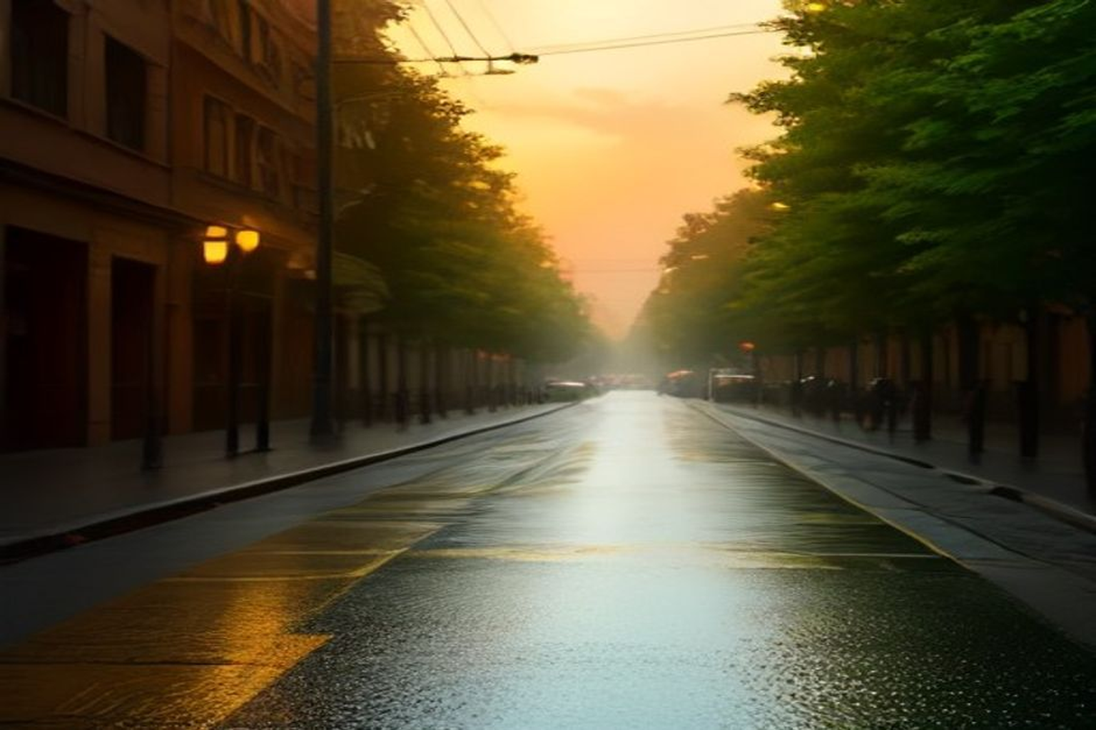 Golden-hour scenic illustration of a newer streets street, no text overlay