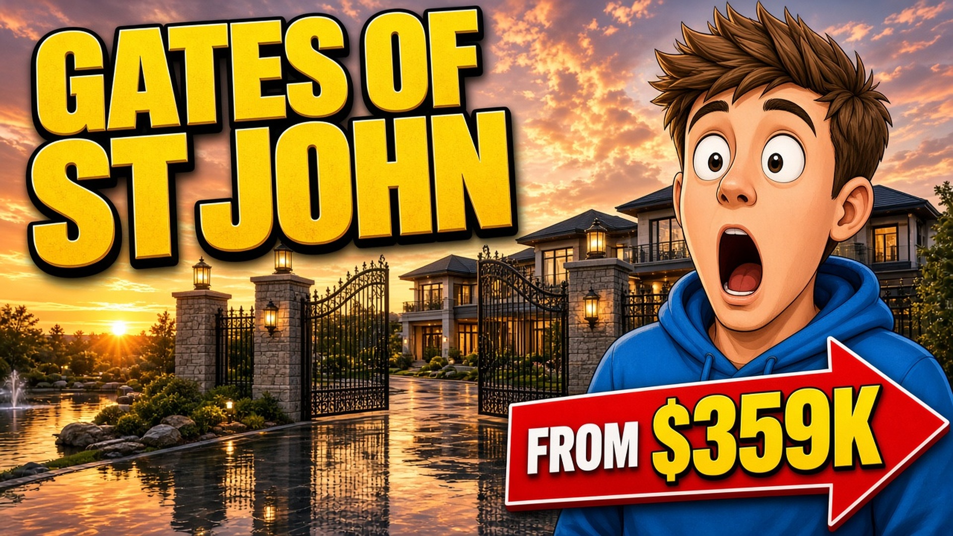The Gates of St. John &mdash; photo-real gate pond homes Mr Beast thumbnail FROM $359K