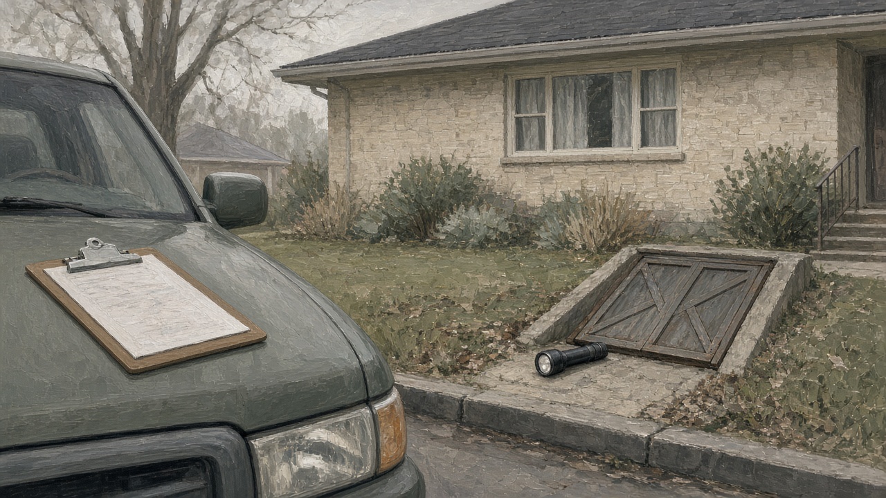Home inspection day clipboard and flashlight at a Northwest Indiana ranch