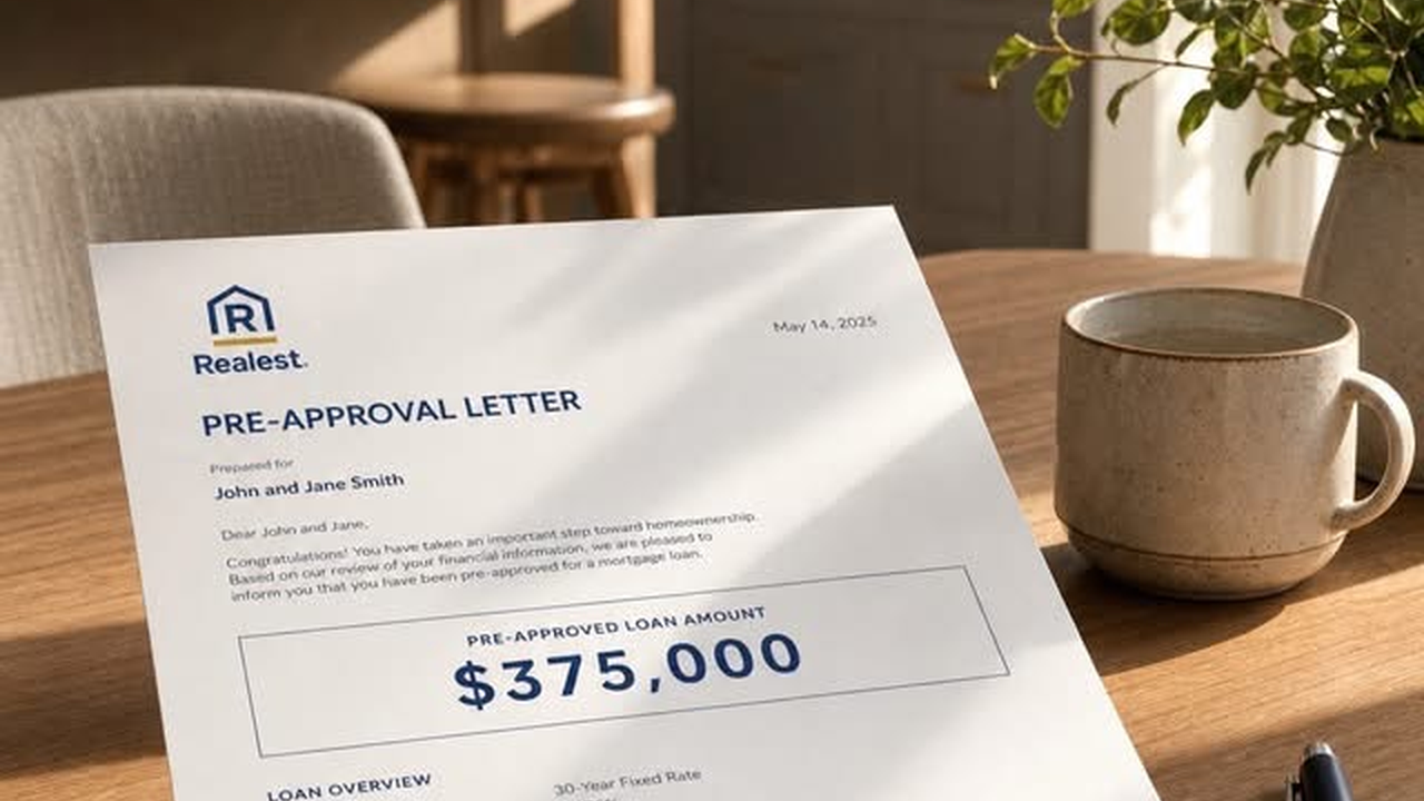 Pre-approval letter and kitchen table before touring homes in Northwest Indiana