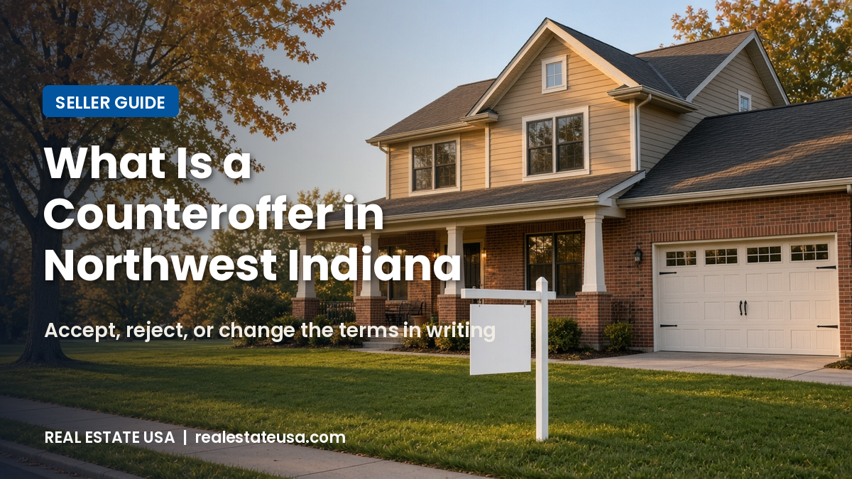 What is a counteroffer when selling a home in Northwest Indiana: accept, reject, or change the terms in writing